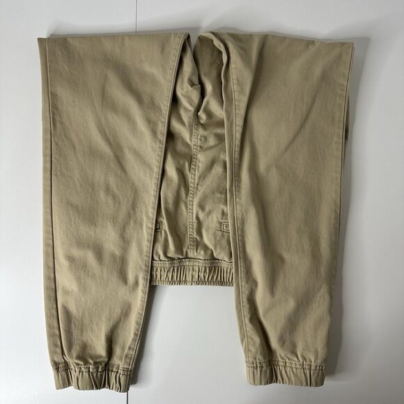 Aeropostale Stretch Jogger Khaki Pants Mens Sz S Tan Drawstring Pull On Casual - Picture 2 of 12